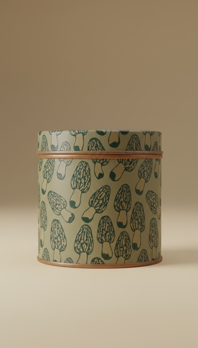 Premium Morel Mushrooms Metal Tin
