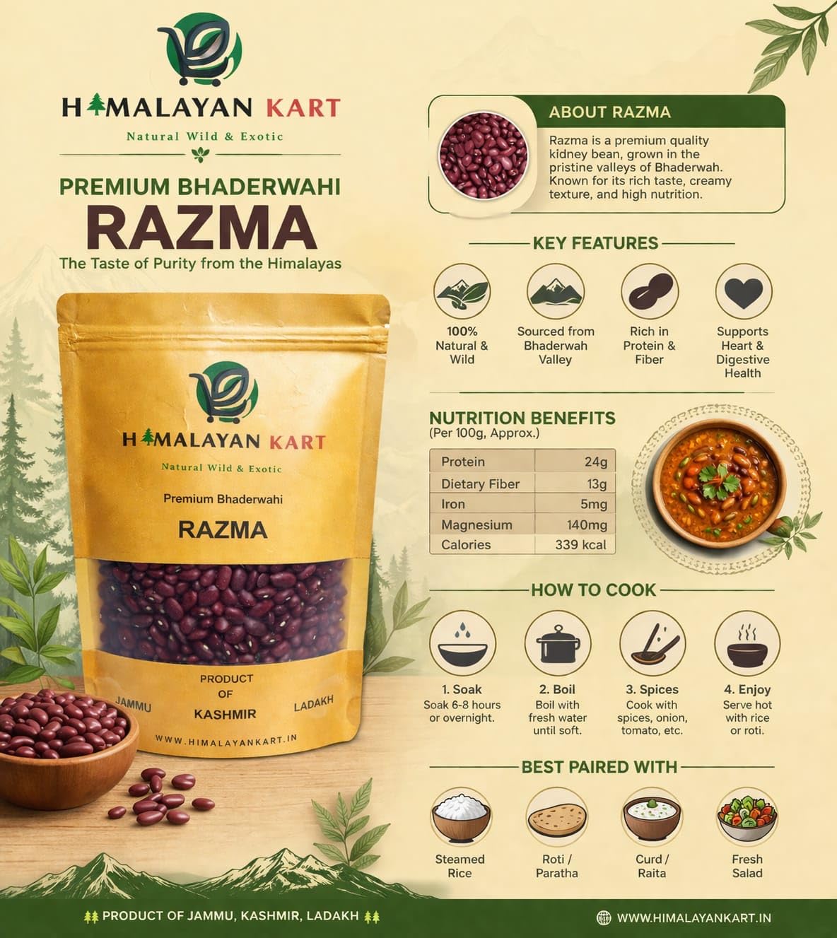 Himalayankart Premium Bhaderwahi Rajma