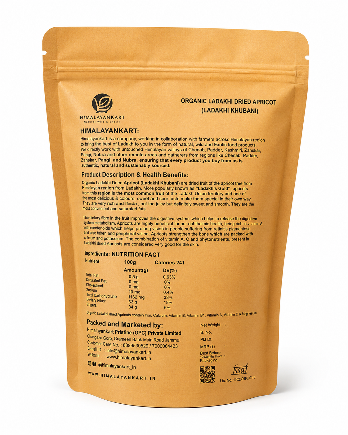 ORGANIC Ladakhi Dried Apricot (Ladakhi Khubani)