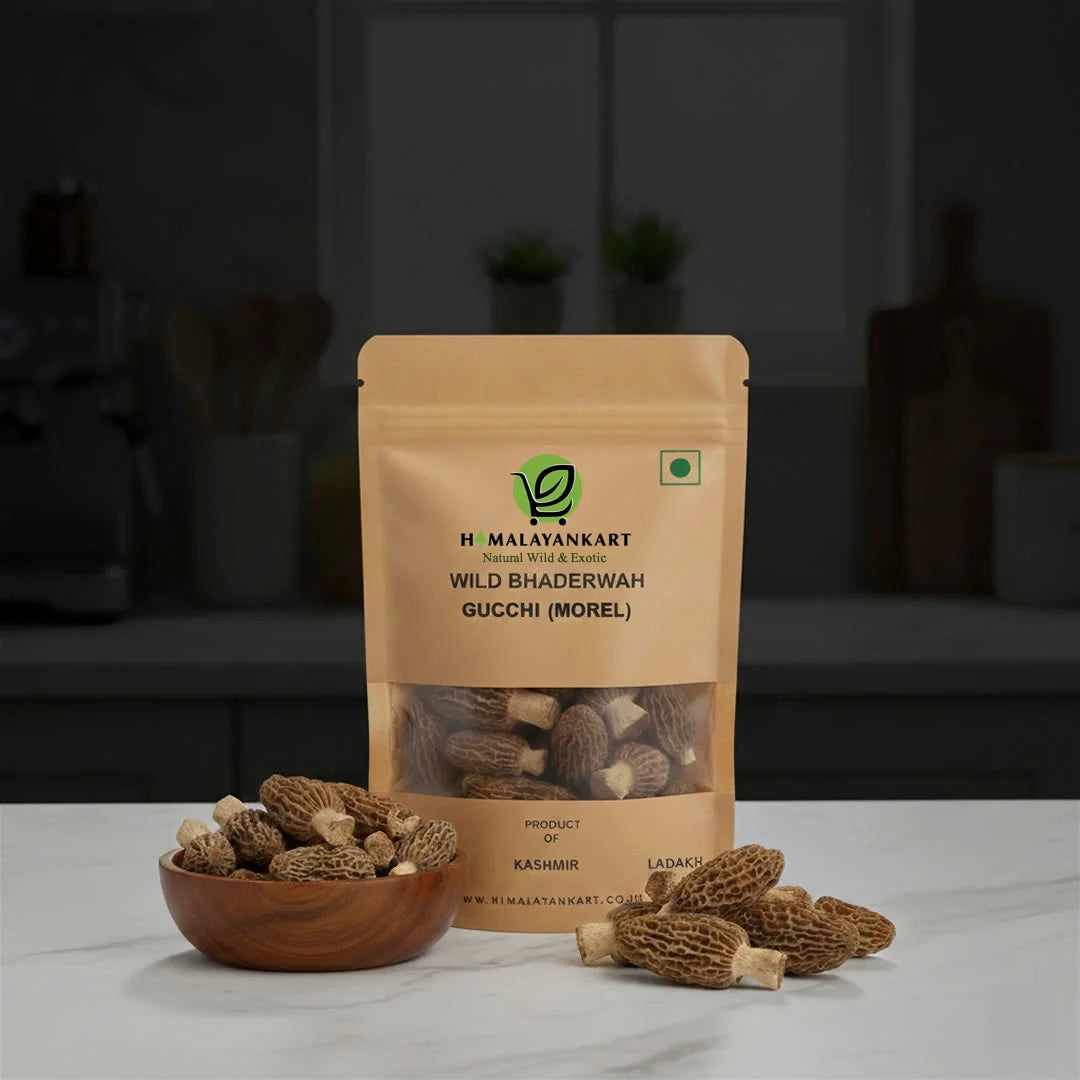 Himalayankart Wild Bhaderwahi Morel Mushrooms Gucchi 25g