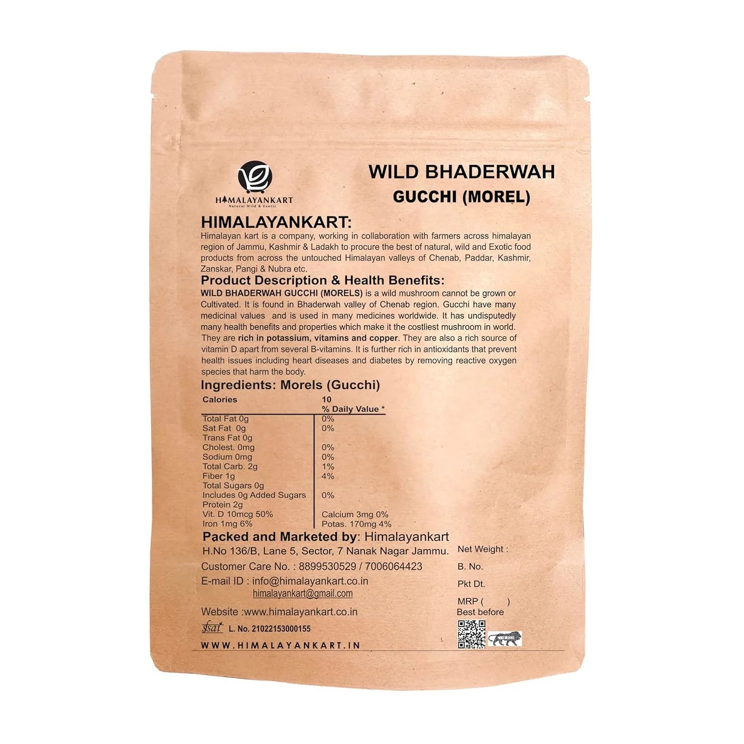 Himalayankart Wild Bhaderwahi Morel Mushrooms Gucchi 25g