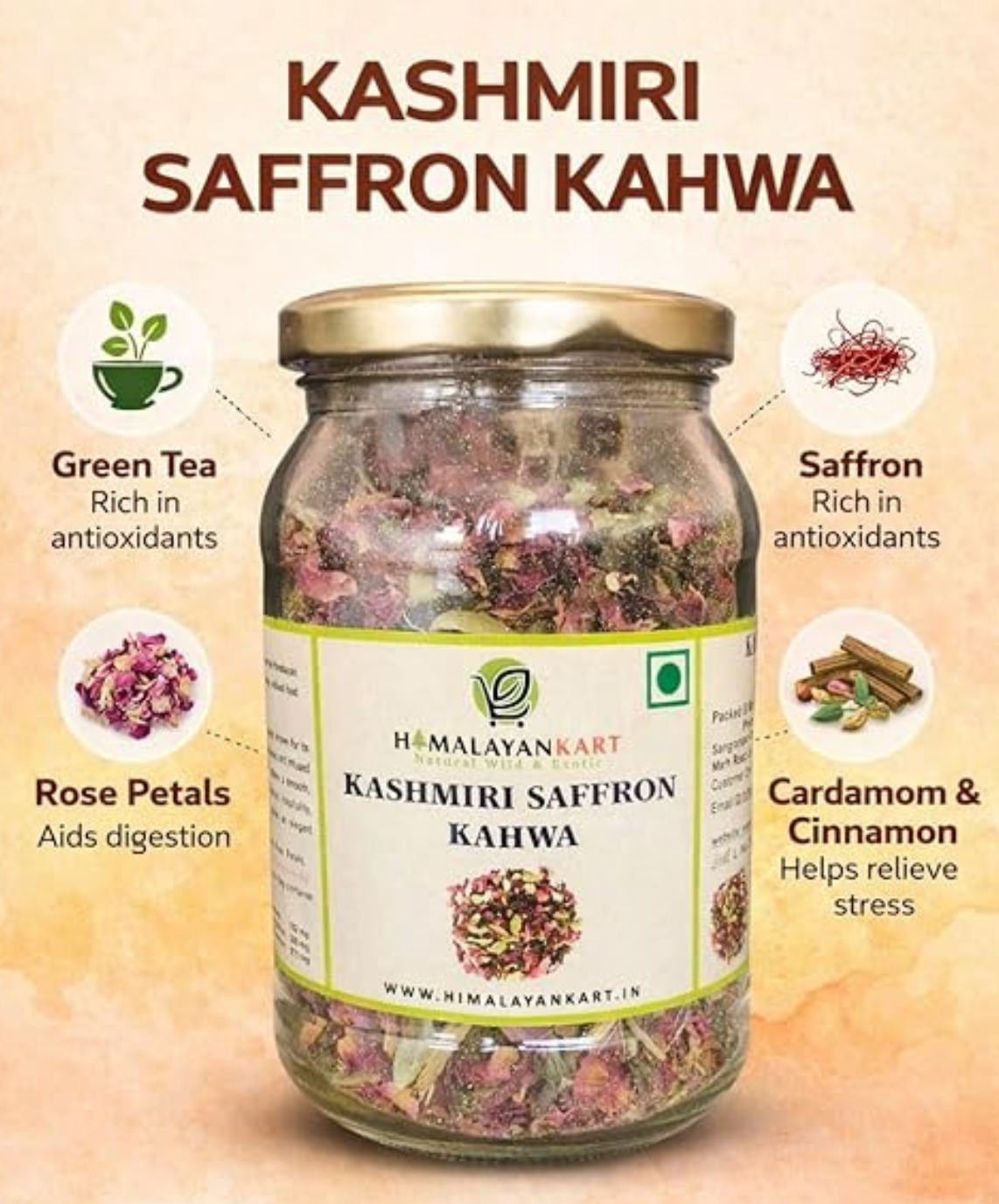 Himalayankart Kashmiri Saffron Kahwa Green Tea Blend 100g