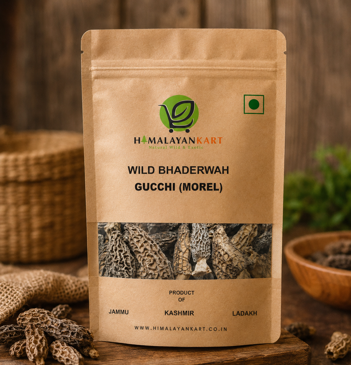 Himalayankart Wild Bhaderwahi Morel Mushrooms Gucchi 25g